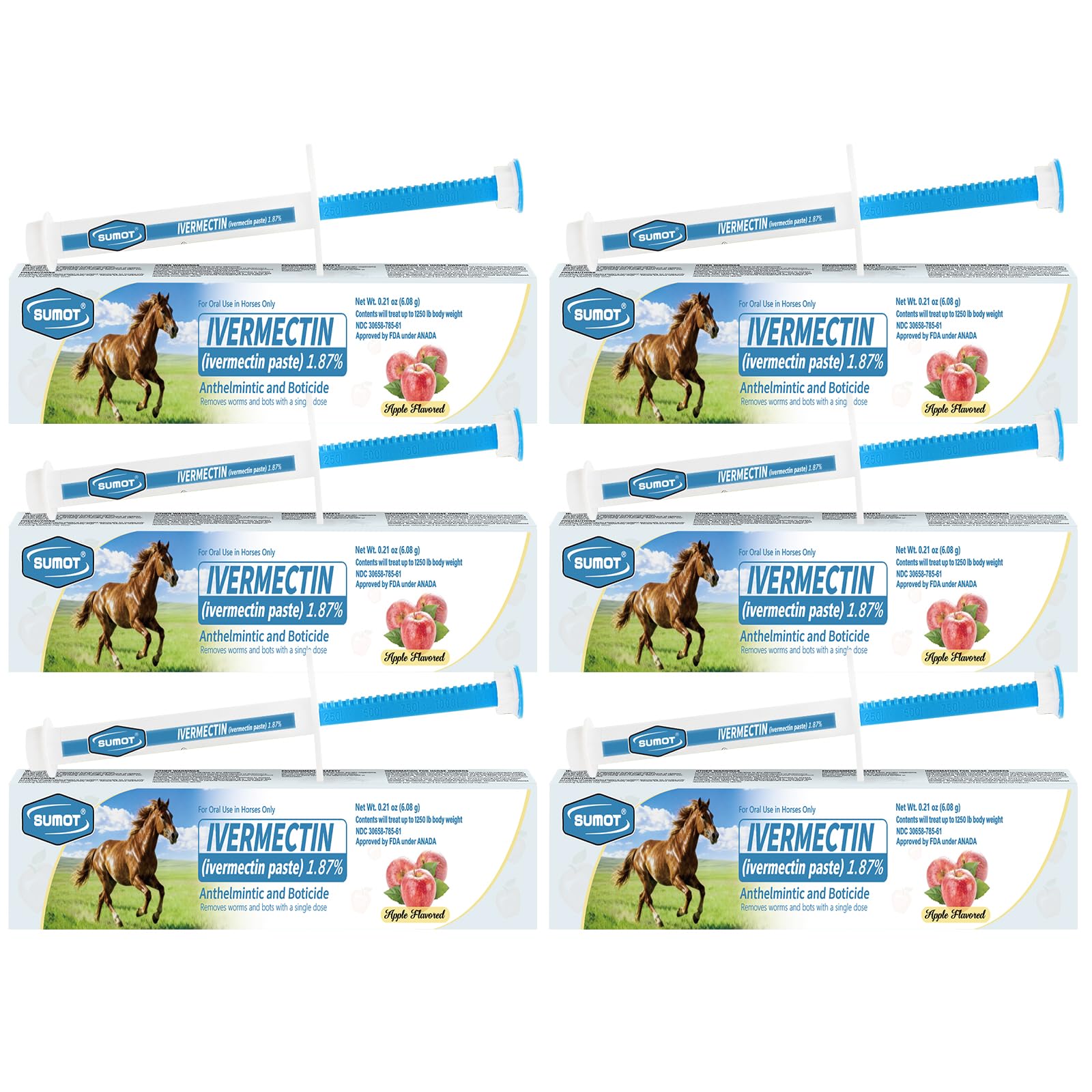SUMOT Pâte ivermectine cheval saveur pomme – emballage pratique pour usage facile