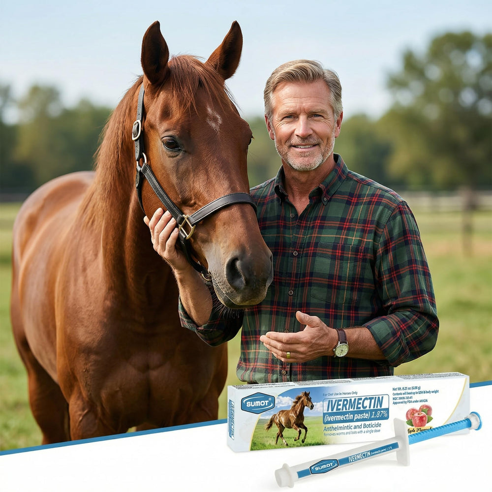 SUMOT Seringue Vermectine Cheval Pomme – dose individuelle facile à mesurer.