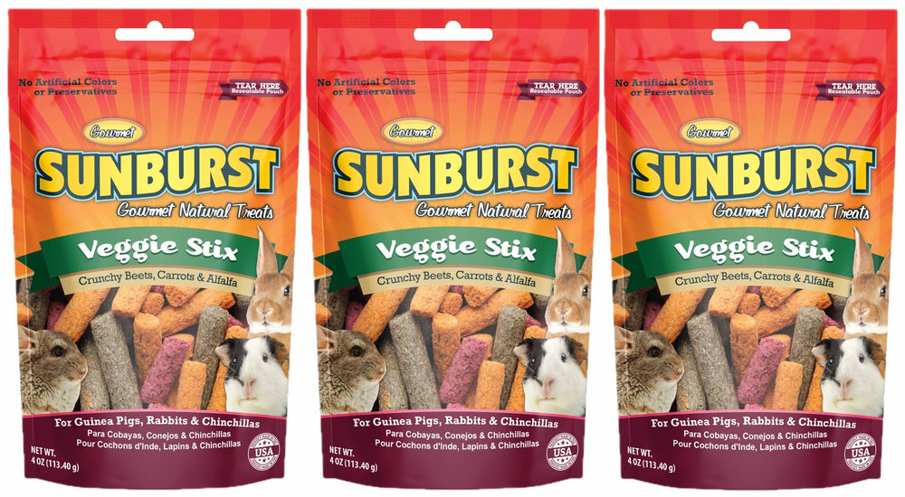Sunburst Veggie Stix lot-3 coffret croquant idéal pour récompenser votre animal