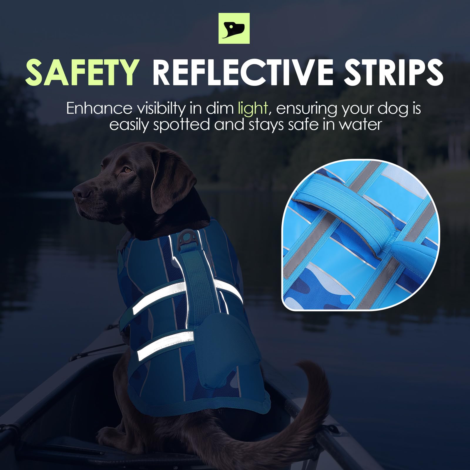 SUNFURA chien nageant avec gilet de sauvetage, sécurité dans l'eau.