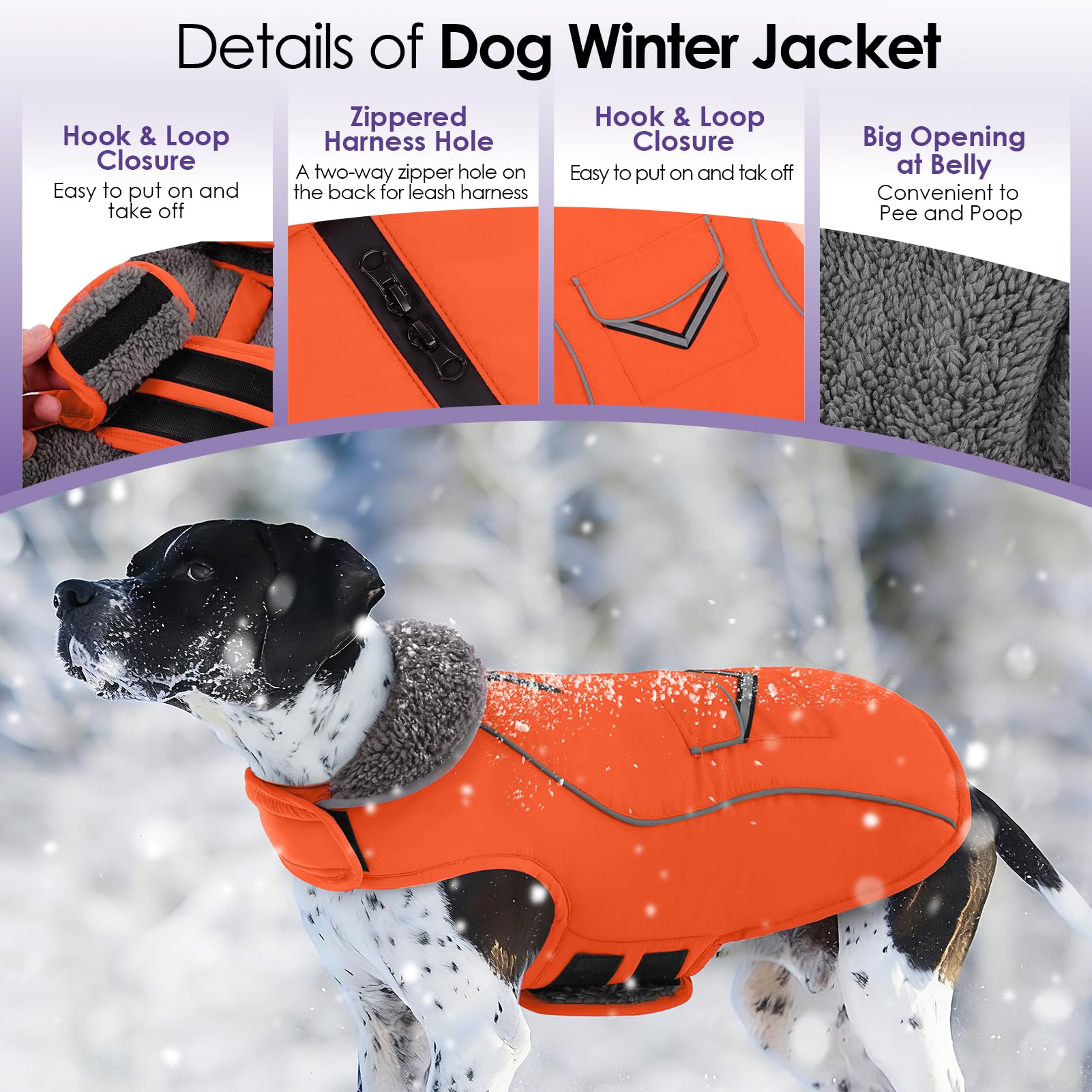 SUNFURA gilet chien hiver col fourrure anti-vent protégeant le cou