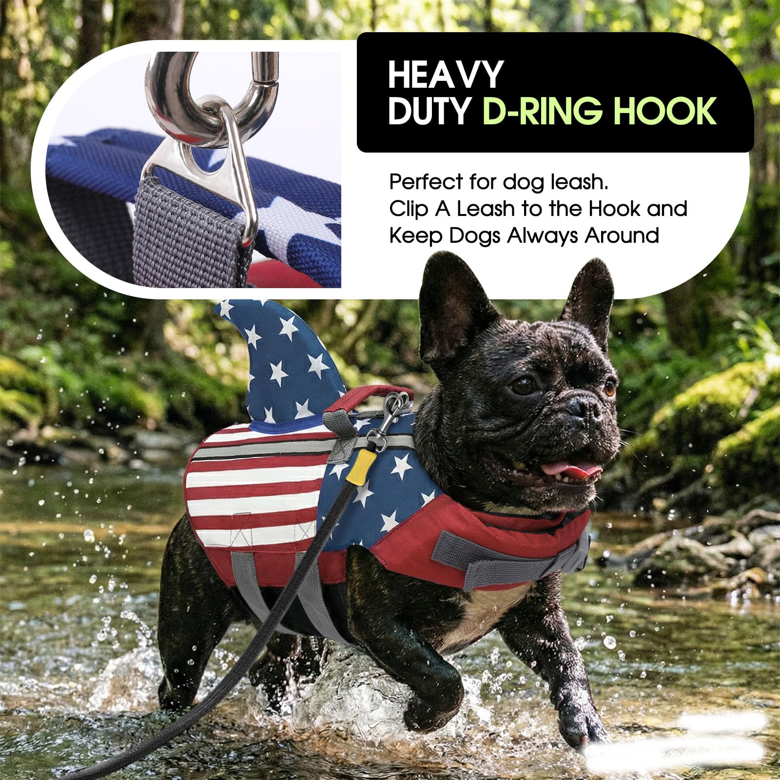SUNFURA gilet-chien-sauvetage-requin-poignee-secour poignée pratique pour assistance rapide.