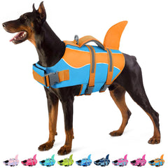 SUNFURA gilet sauvetage chien bleu-orange, visibilité accrue et flottabilité élevée.