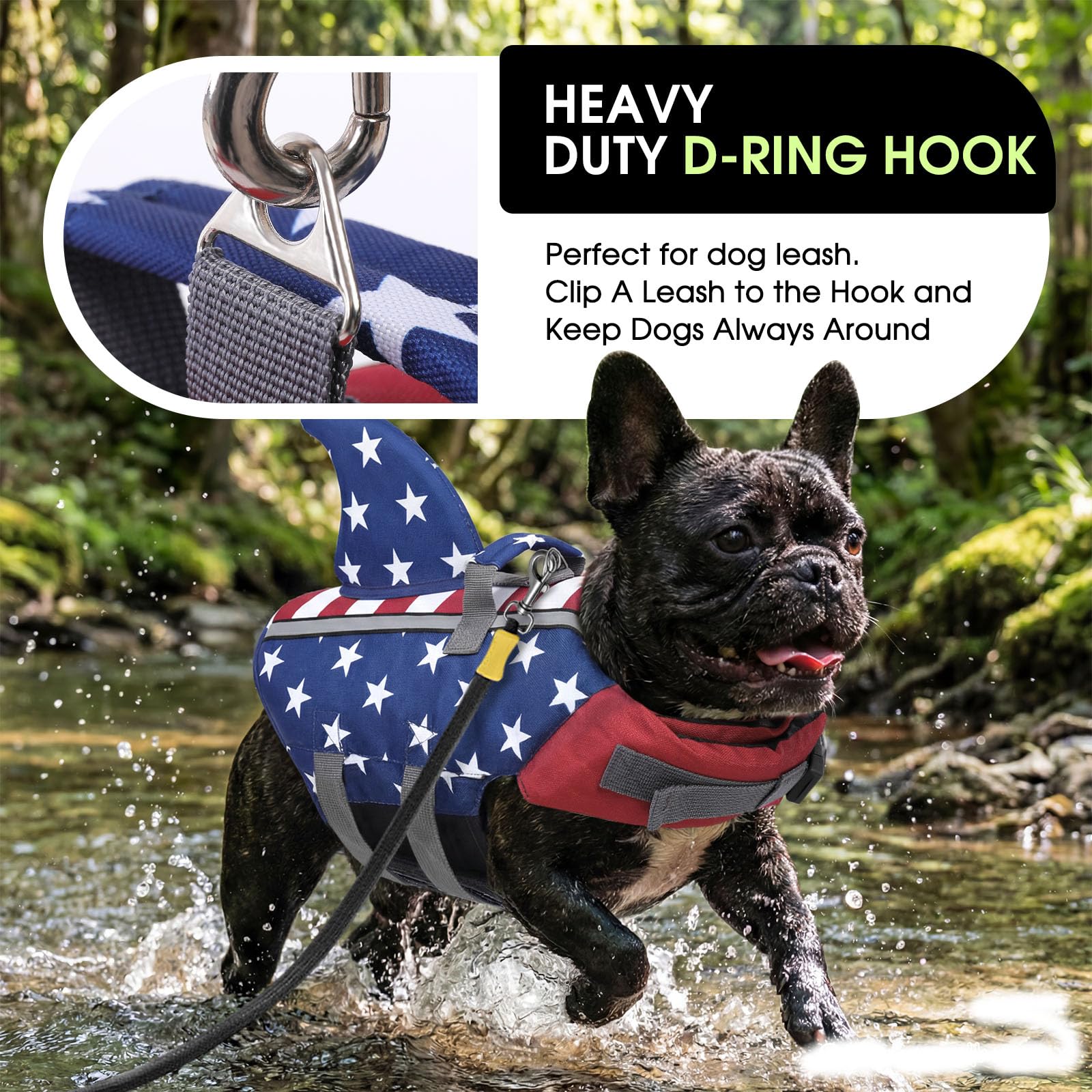 SUNFURA gilet sauvetage chien Anneau en D et poignée renforcée, sécurité pratique.