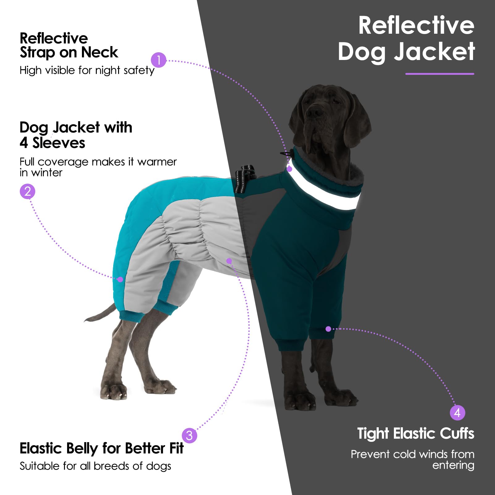 SUNFURA veste hivernale chien avec col en fourrure pour plus de chaleur.