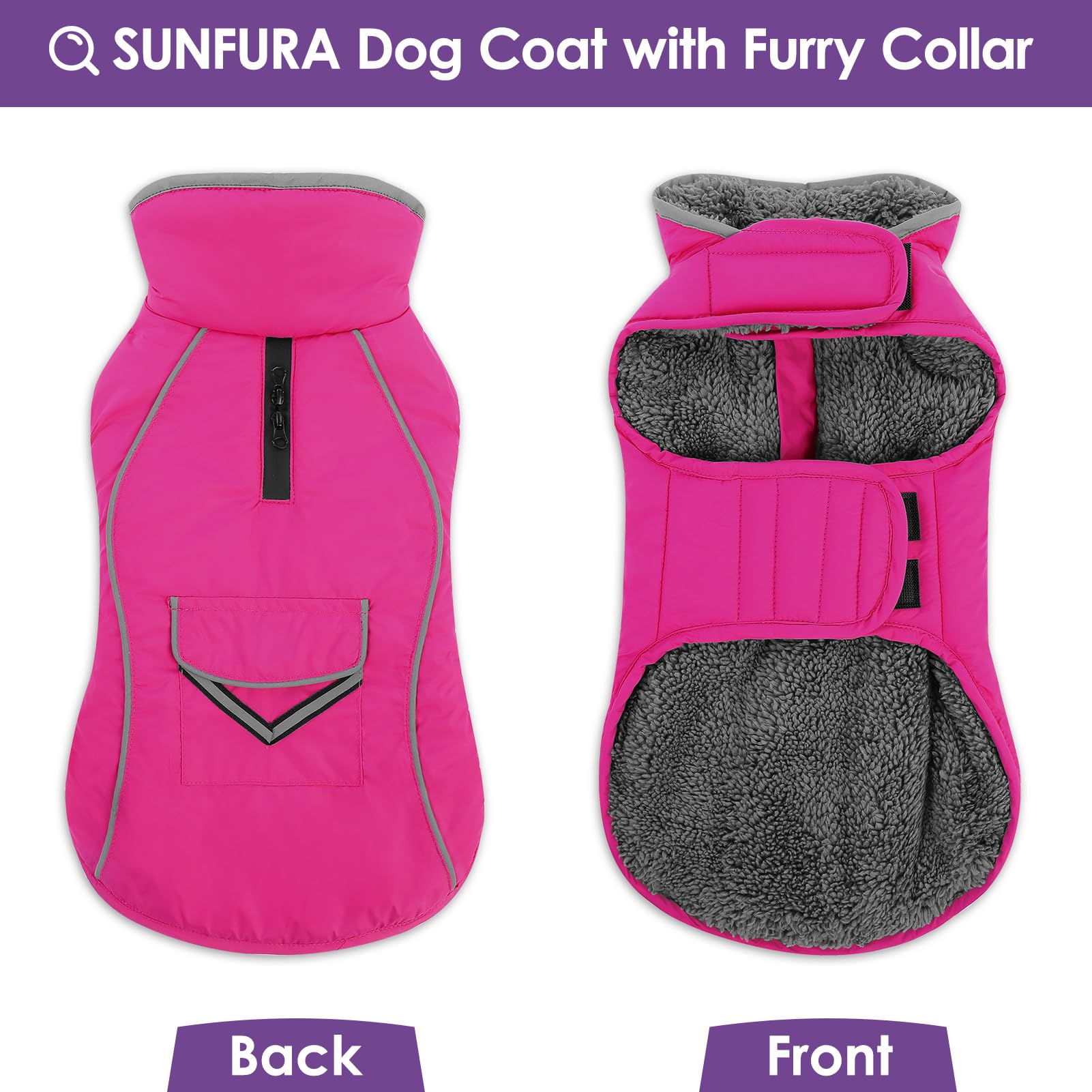 SUNFURA manteau chien fermeture velcro ajustement rapide