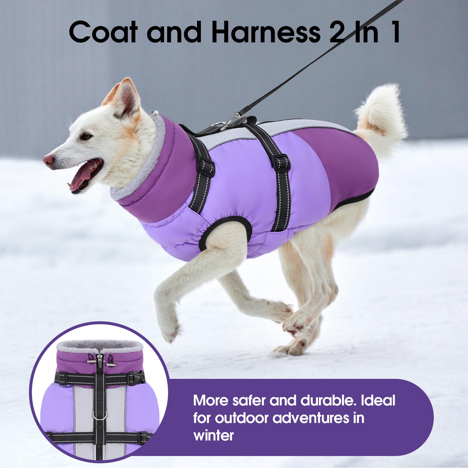 SUNFURA manteau chien avec fermeture éclair pratique, facile à enfiler et à retirer.