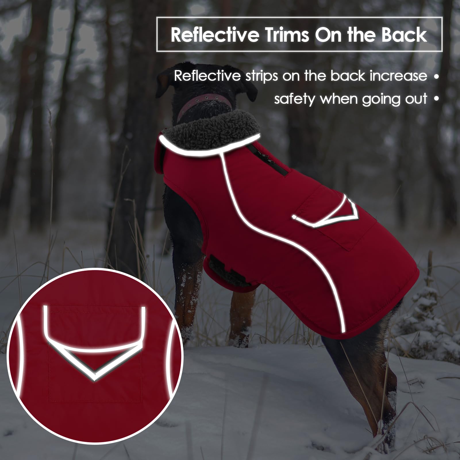 SUNFURA manteau chien grand doublure polaire, chaleur douce en hiver.