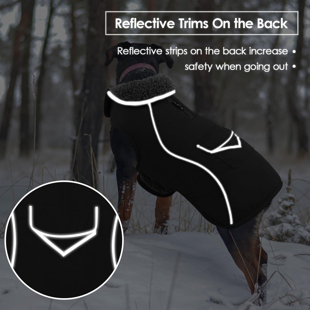 SUNFURA manteau chien grand hiver, poche arrière pratique pour friandises.