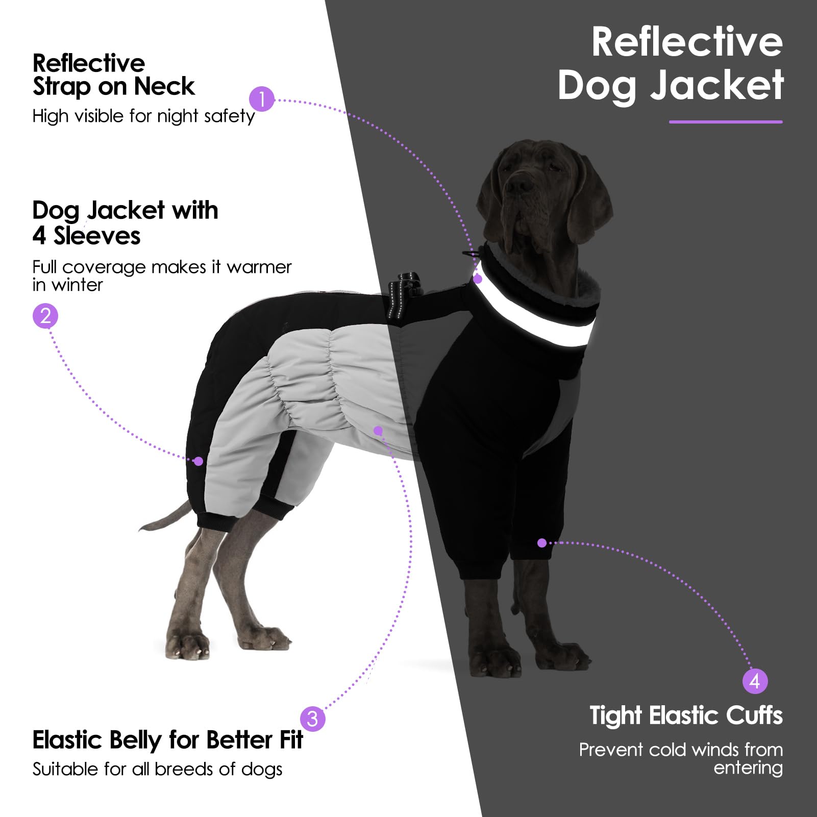 SUNFURA manteau chien avec jambes intégrales pour protection.