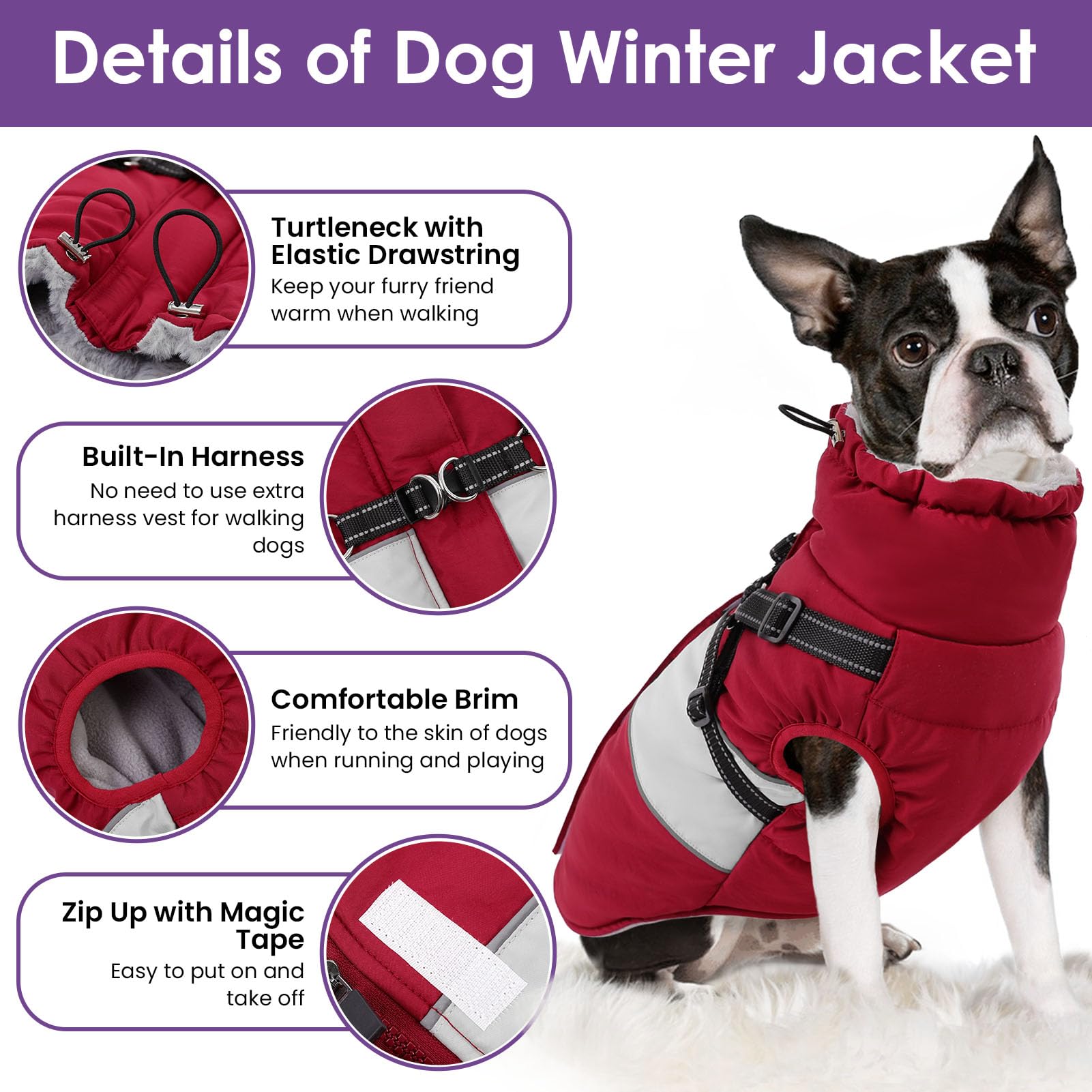 SUNFURA manteau chien réfléchissant sur le dos pour une meilleure visibilité nocturne.