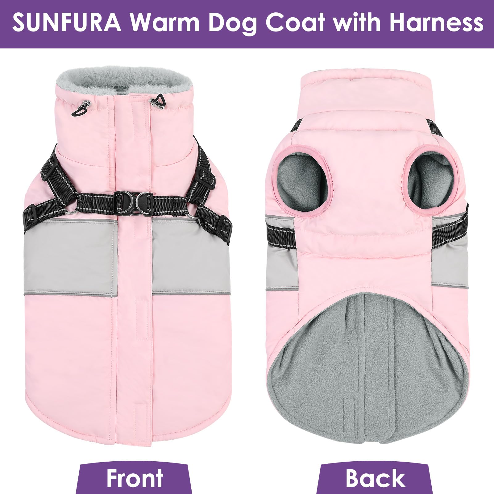 SUNFURA manteau rose 2xl, confort pour les sorties quotidiennes par temps froid.