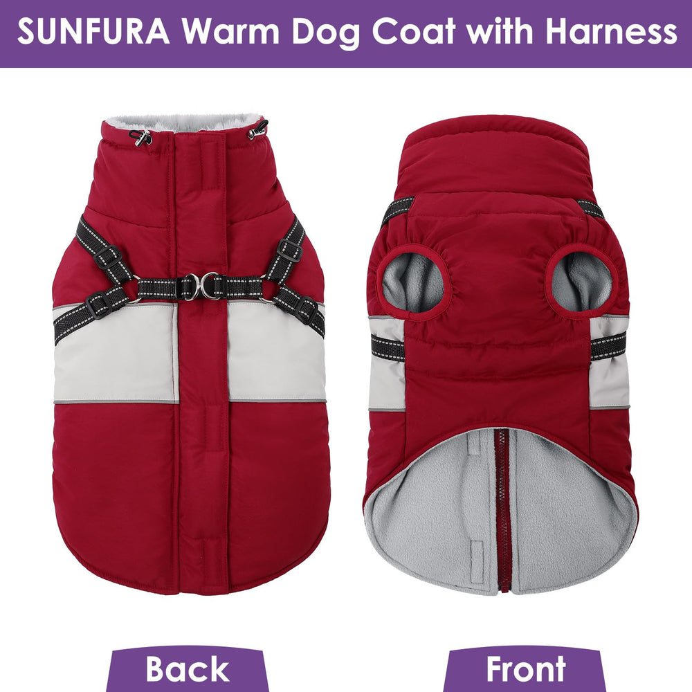 SUNFURA manteau chien couleur bordeaux taille M pour chiens moyens.