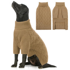 SUNFURA pull-chien col roulé camel XXL, chaleur confortable et enfiler facile.