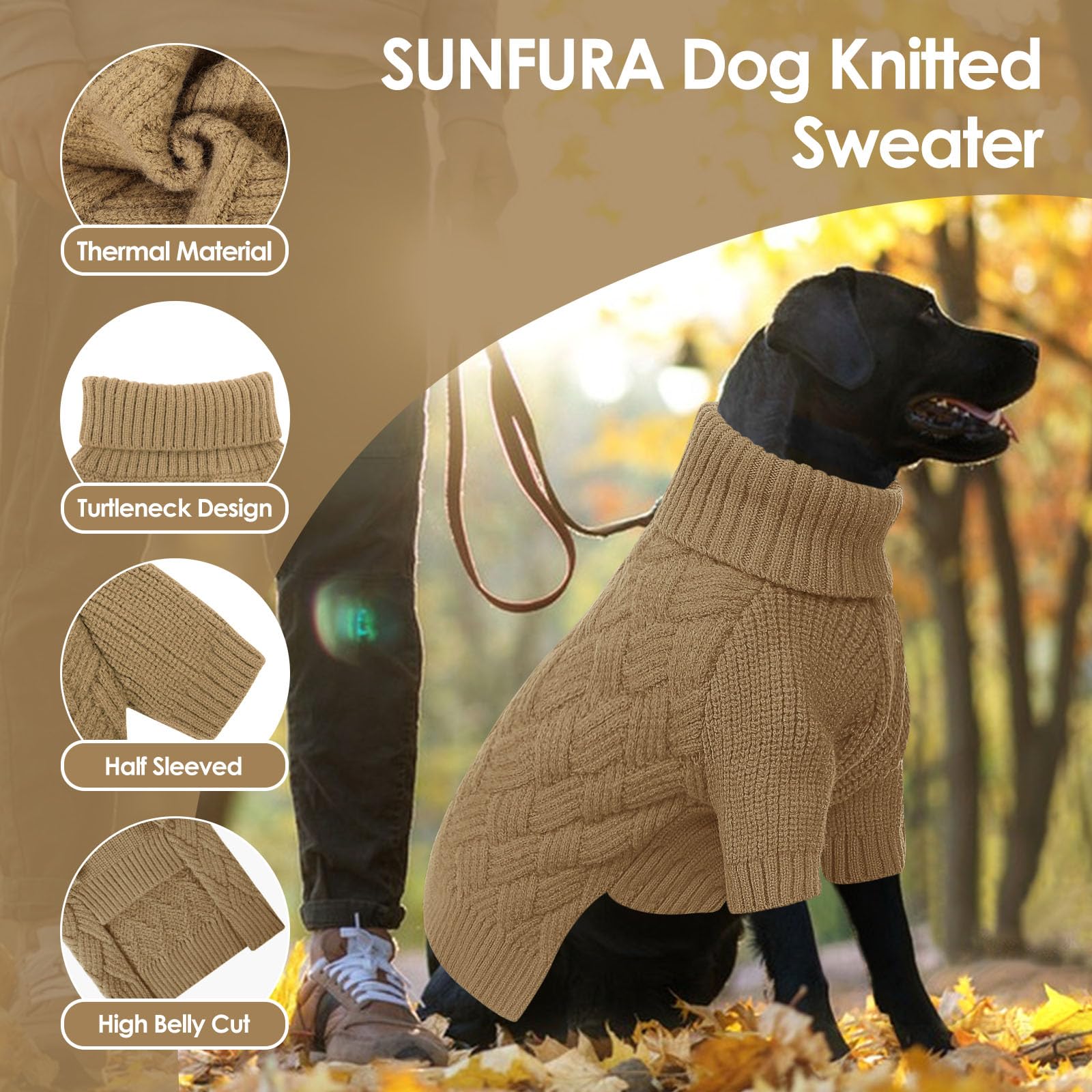 SUNFURA pull-chien tricot manches couvertes, protection hivernale.