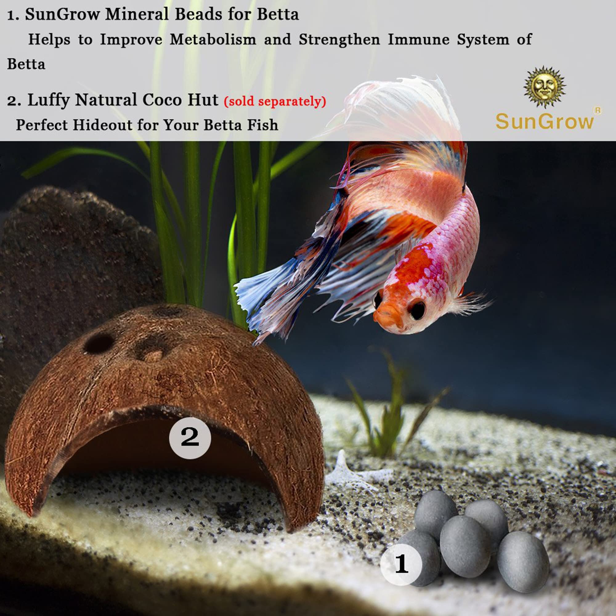 SunGrow Betta Balls – calcium et manganèse présents dans l’eau.