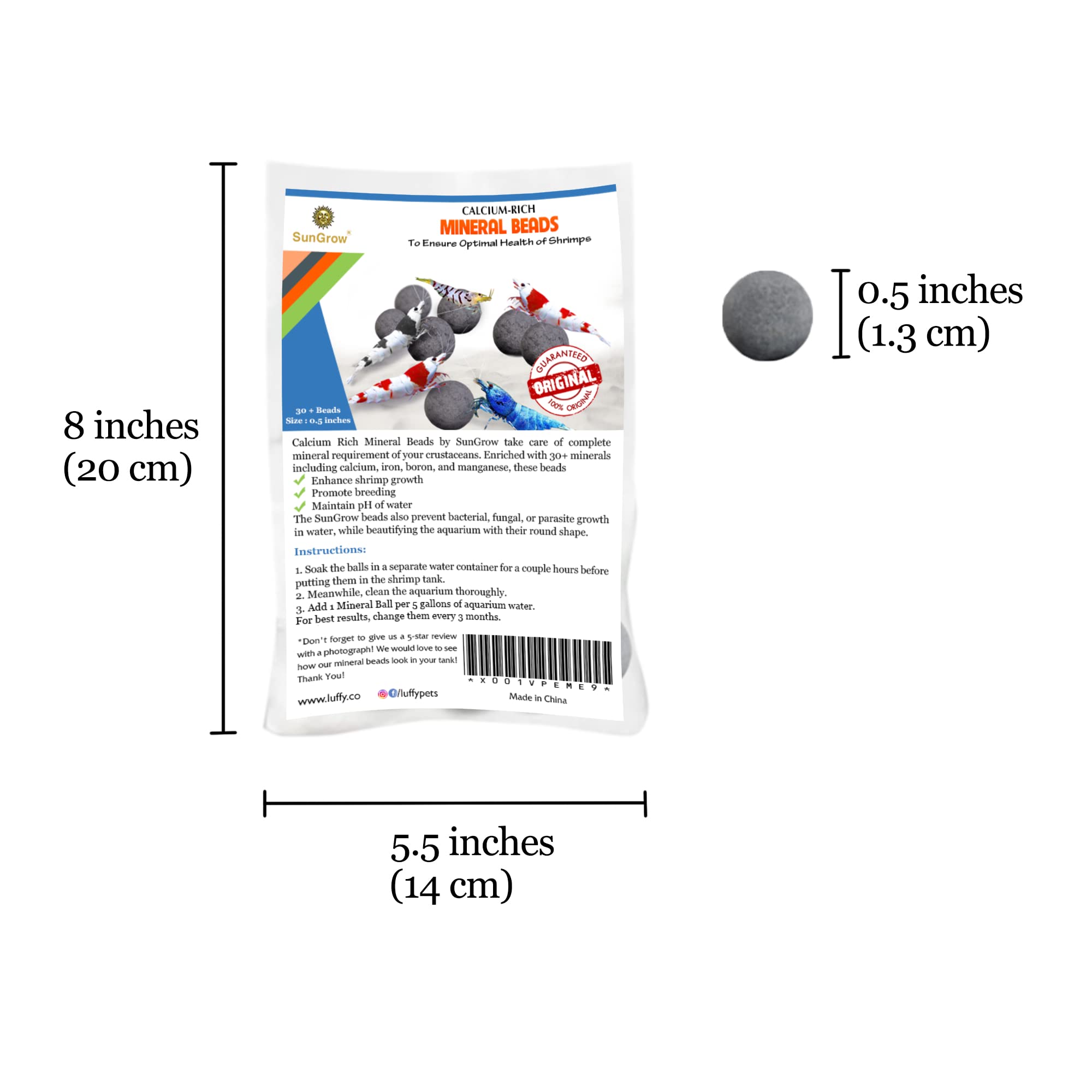 SunGrow boules crevettes idéal pour aquariums jusqu’à 9,5 litres
