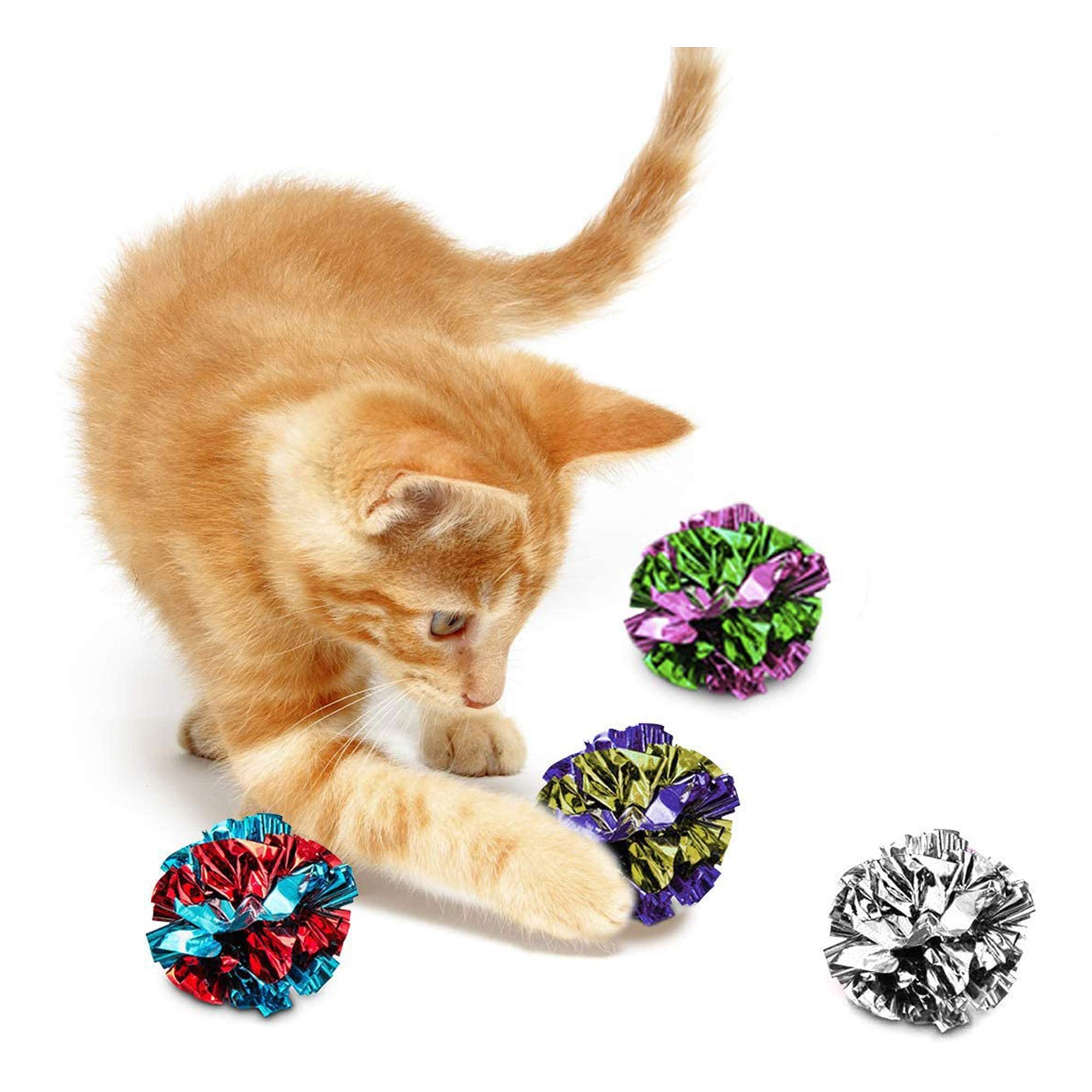 SunGrow Boules Crinkle multicolores brillantes attirant les chats.
