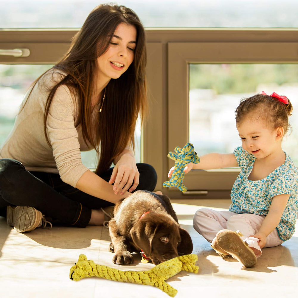 SunGrow lot de deux jouets corde coton, idéal pour fetch et tir à la corde.