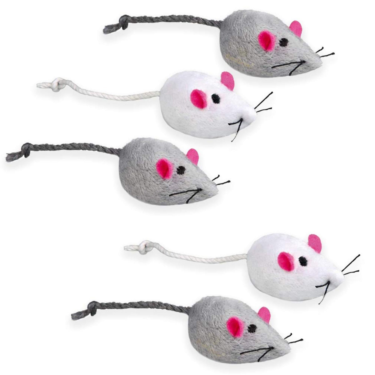 SunGrow ensemble: pack de 5 souris herbe à chat, idéal pour divertir et stimuler l'instinct de chasse.