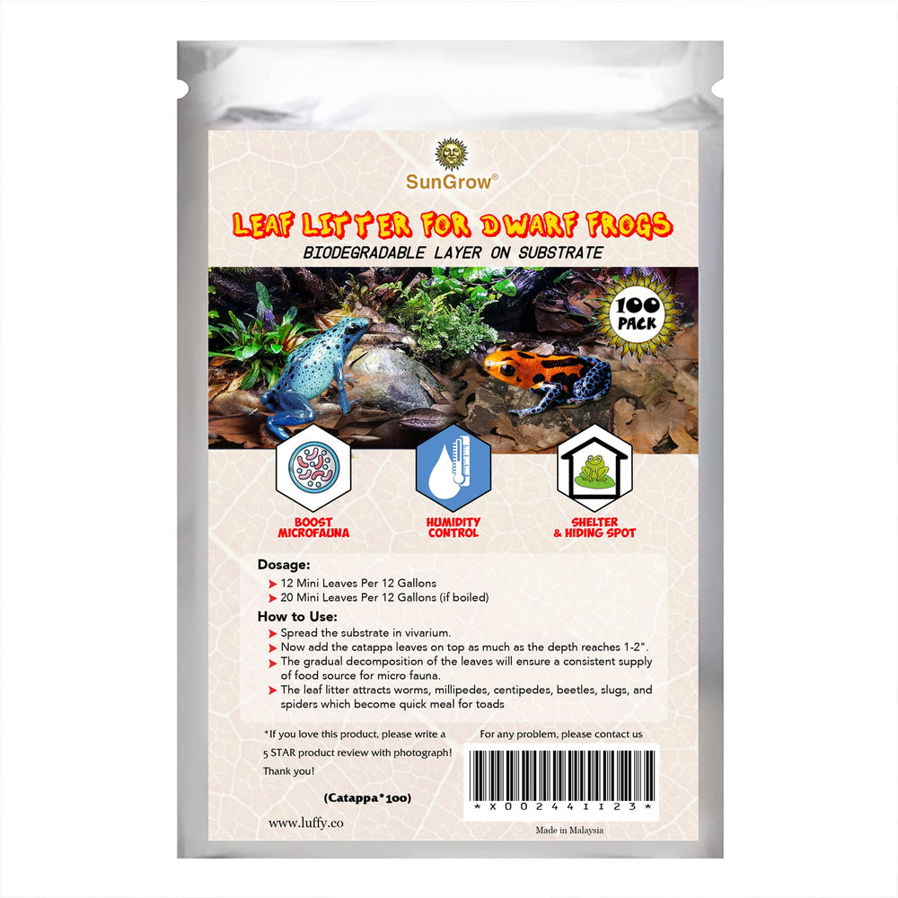 SunGrow Humidité augmentée terrarium : feuilles Catappa pour un microclimat stable.
