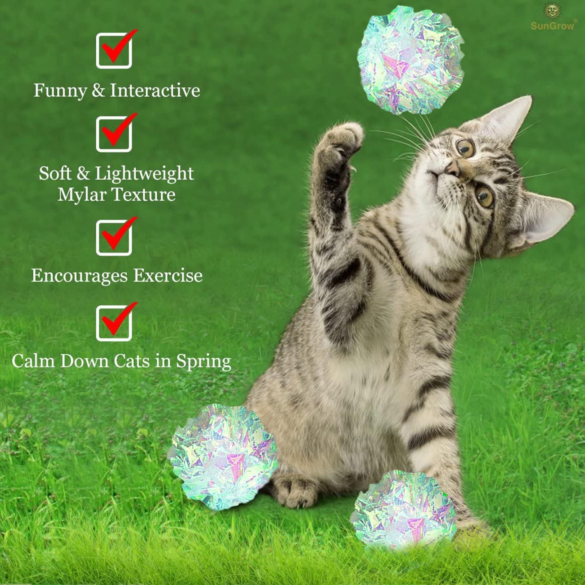 SunGrow Mylar Chat: boule légère idéale pour pattes et jeux.
