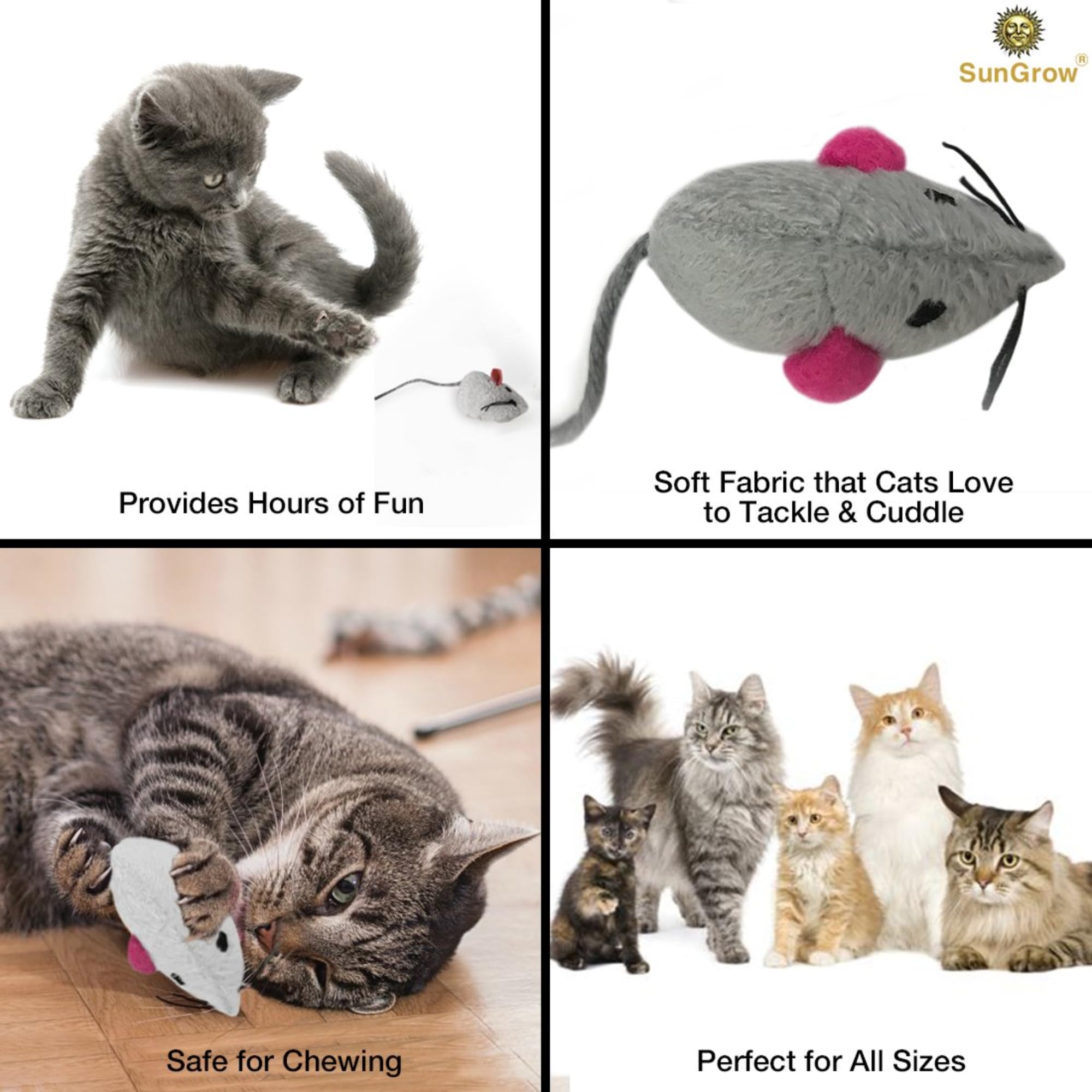 SunGrow peluche herbe à chat douceur tissu, peut servir de jouet ou de confort.