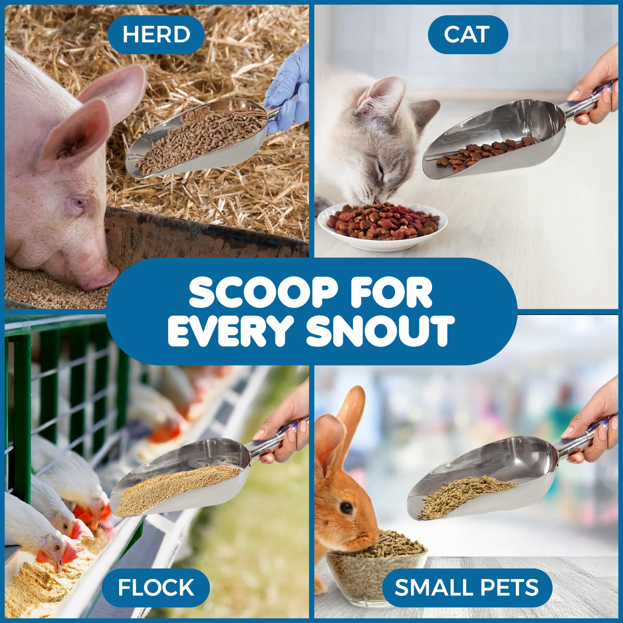 SunGrow Pelle adaptée chats, chiens, poules et lapins pour un usage pratique.