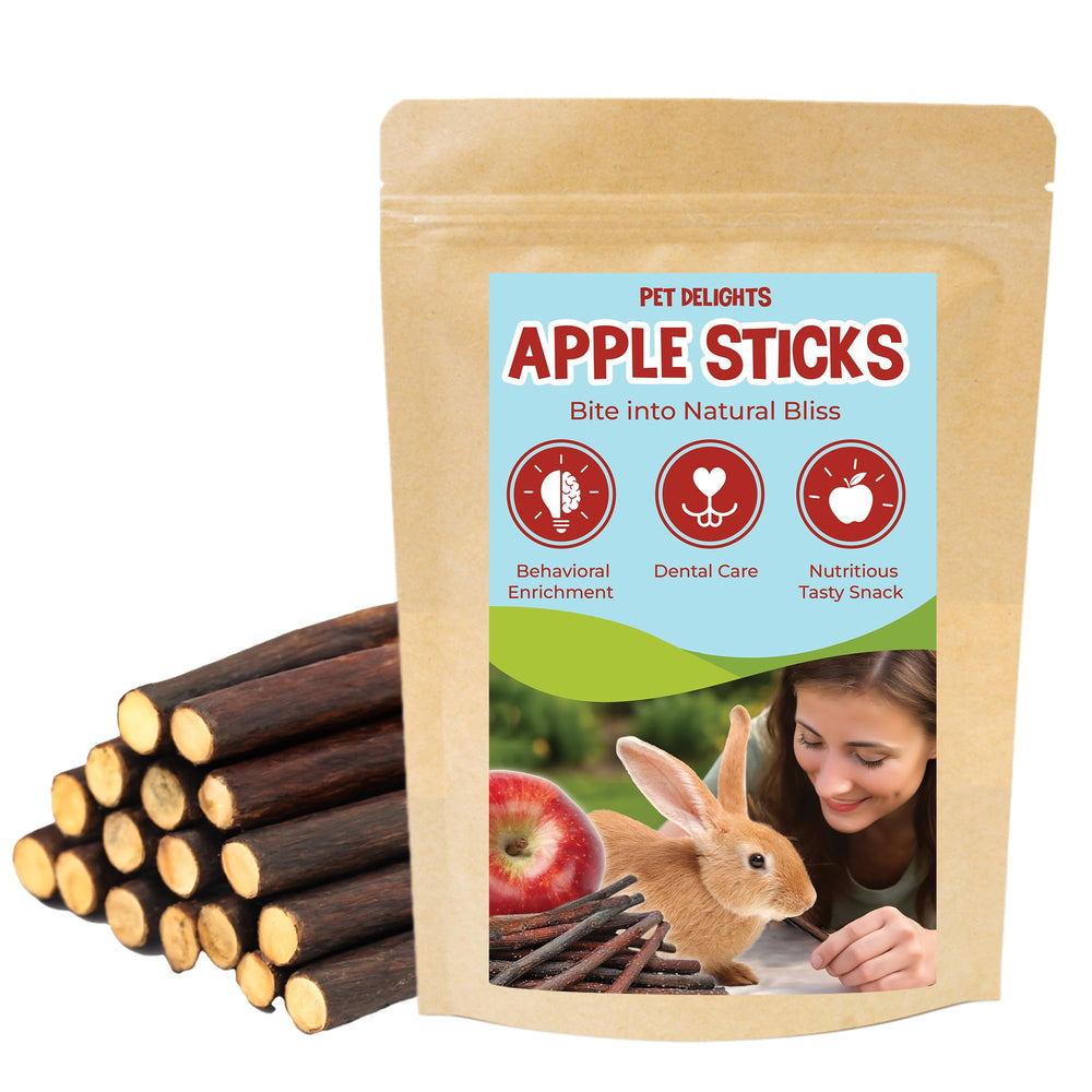 SunGrow Tiges Pomme – texture naturelle stimulant les dents et le divertissement.