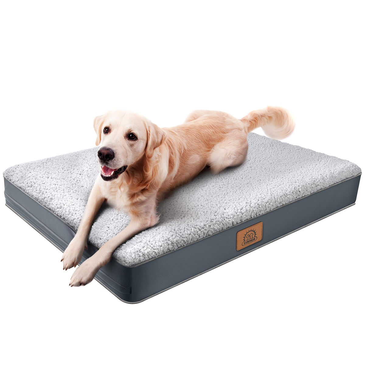 Sunheir lit orthopedique pour chien grand avec surface pelucheuse et confortable