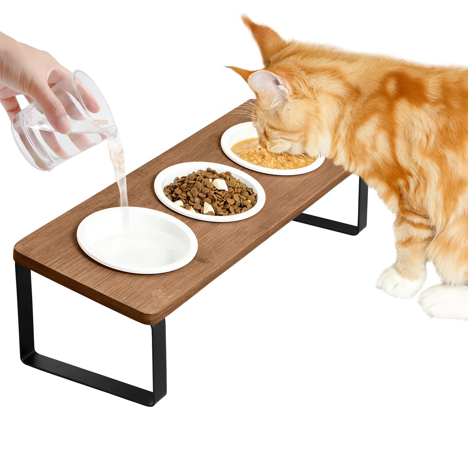 Sunhoo-bols-chat-ceramique-set3: trois bols en céramique faciles à nettoyer pour nourriture et eau.