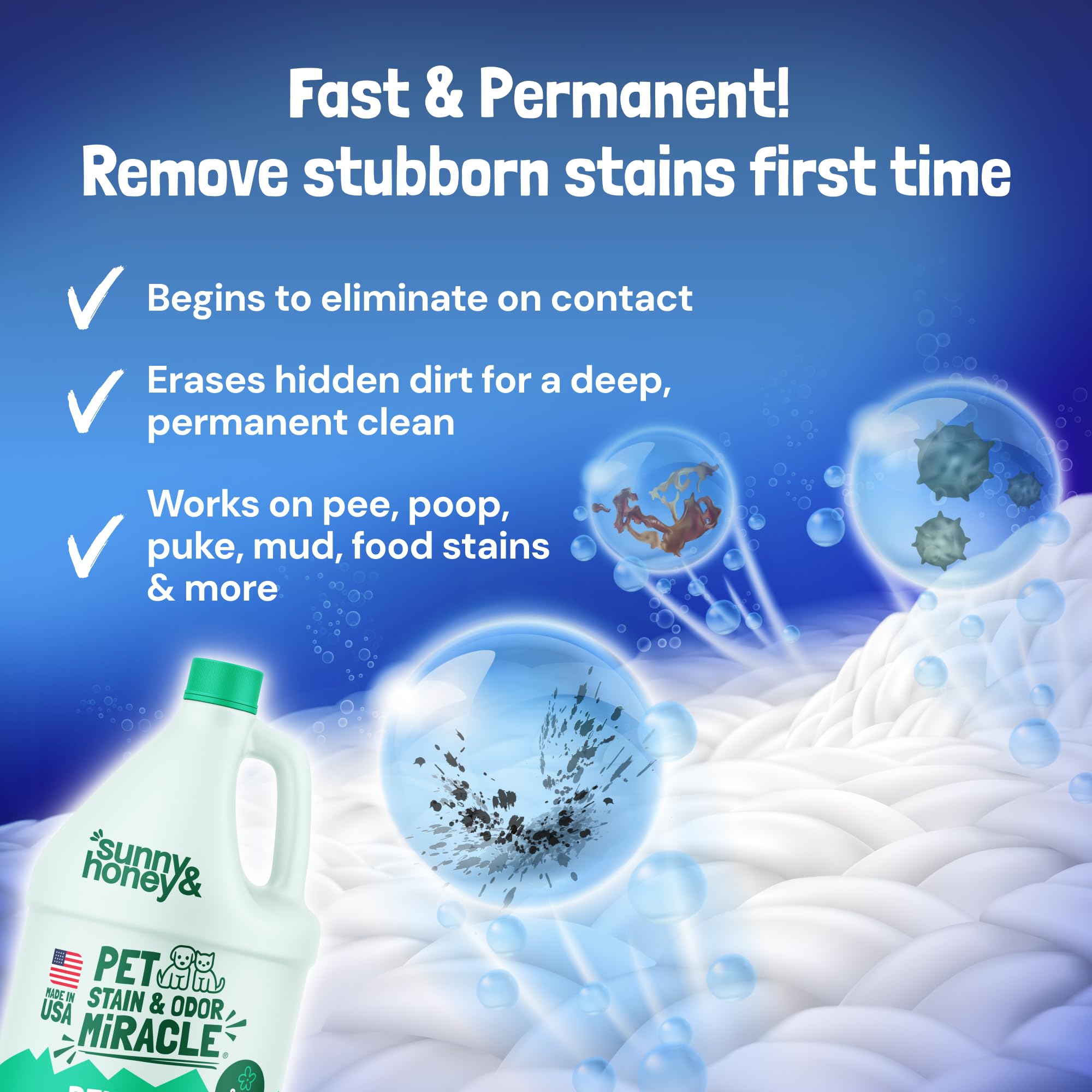 Sunny & Honey – nettoyant enzyme pour tapis et meubles, action multi-surfaces.