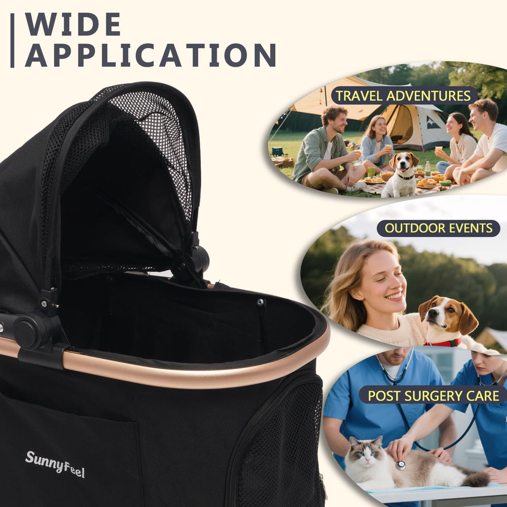 Sunnyfeel poussette animal - pliage en un clic, rangement rapide et pratique.
