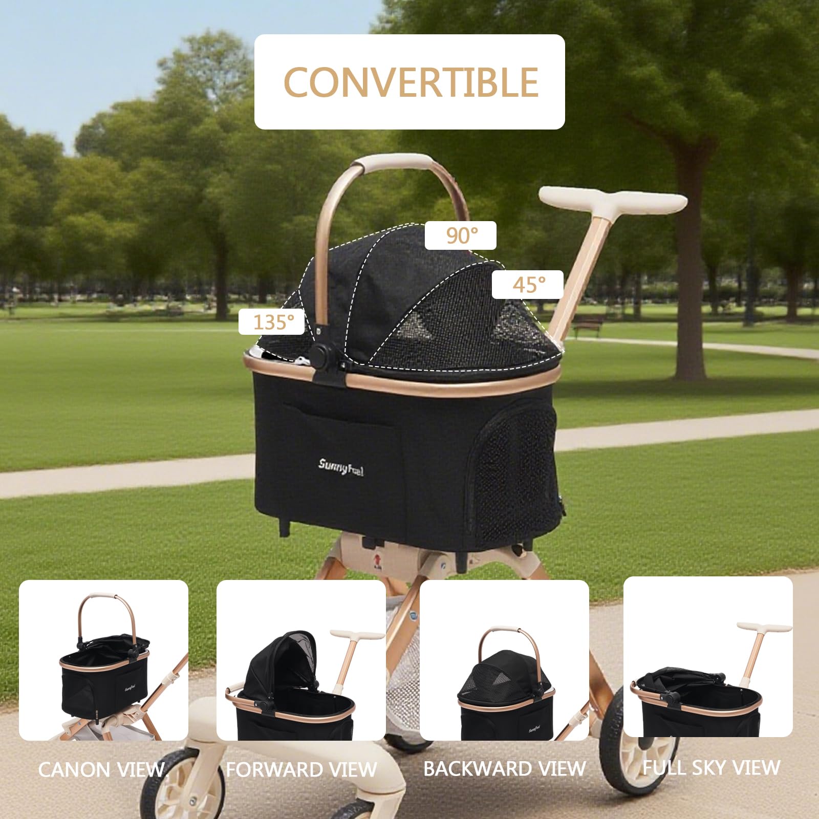 Sunnyfeel poussette animal - poches latérales accessibles pour les essentiels.