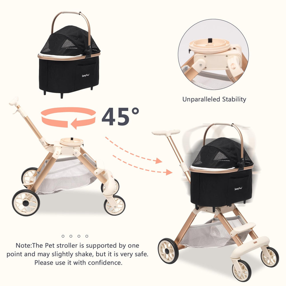Sunnyfeel poussette animal - réseau respirant pour plus de confort en promenade.