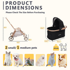 Sunnyfeel poussette animal - roues avant 360° pour manœuvres souples et sûres.