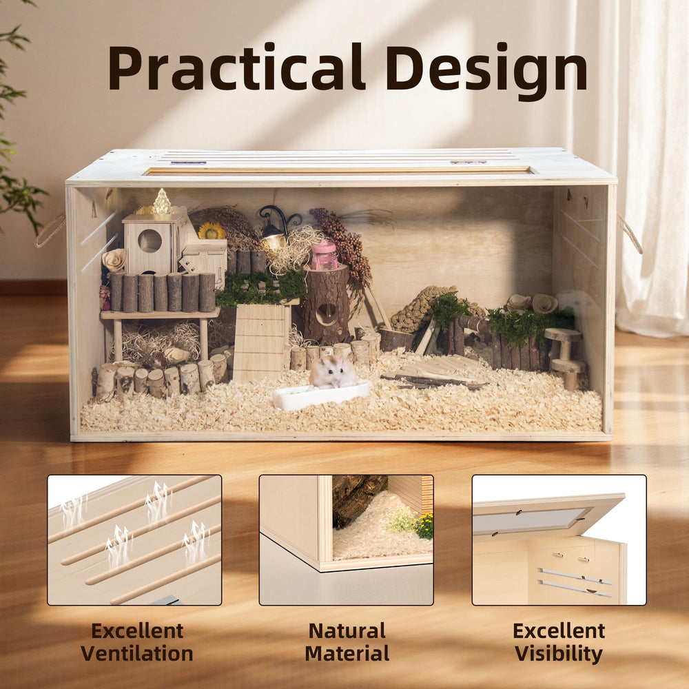 SUNRISELAND cage-hamster-bois-32-pouces, intérieur spacieux pour hamsters et lapins