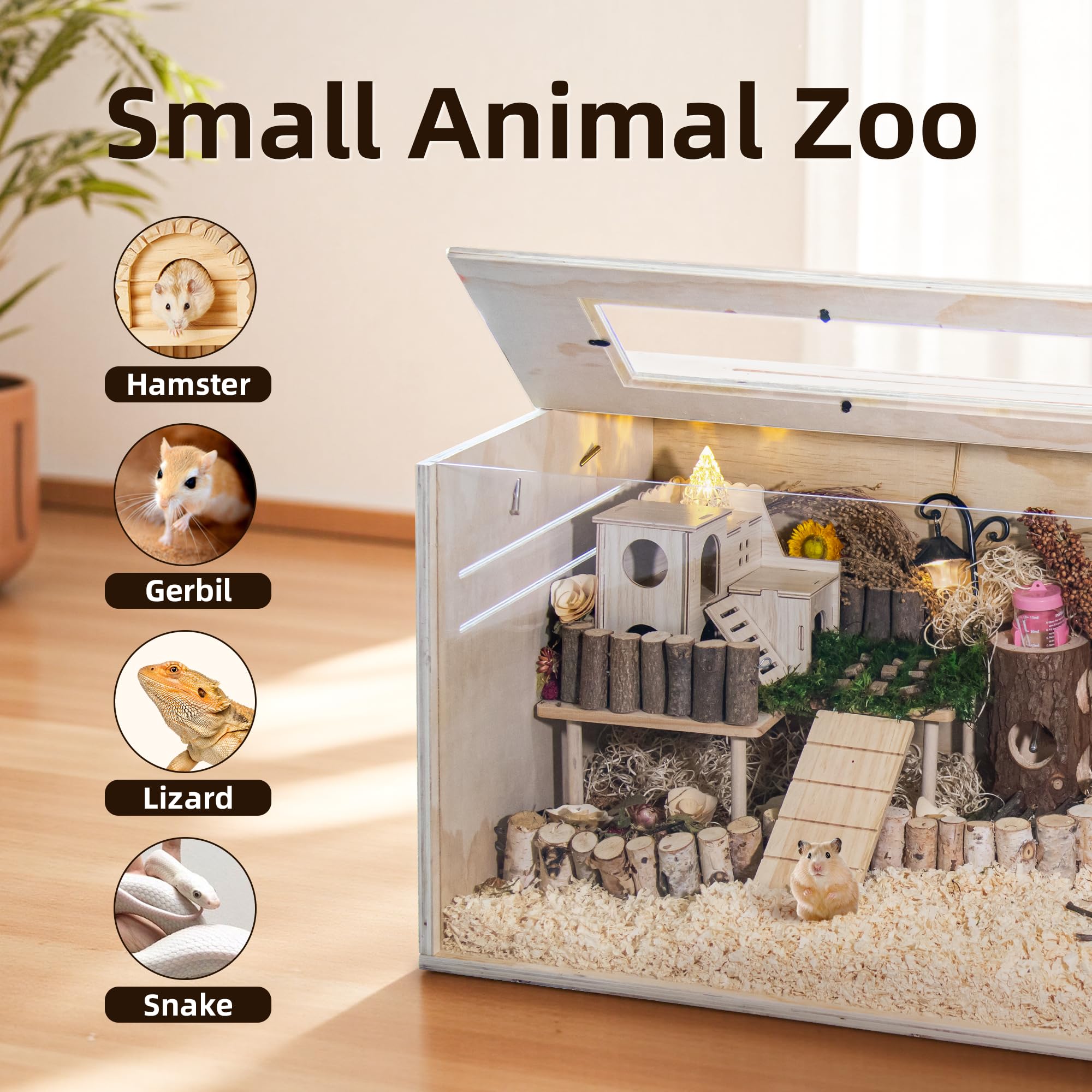 SUNRISELAND cage-hamster-bois-32-pouces, ouverture supérieure pratique