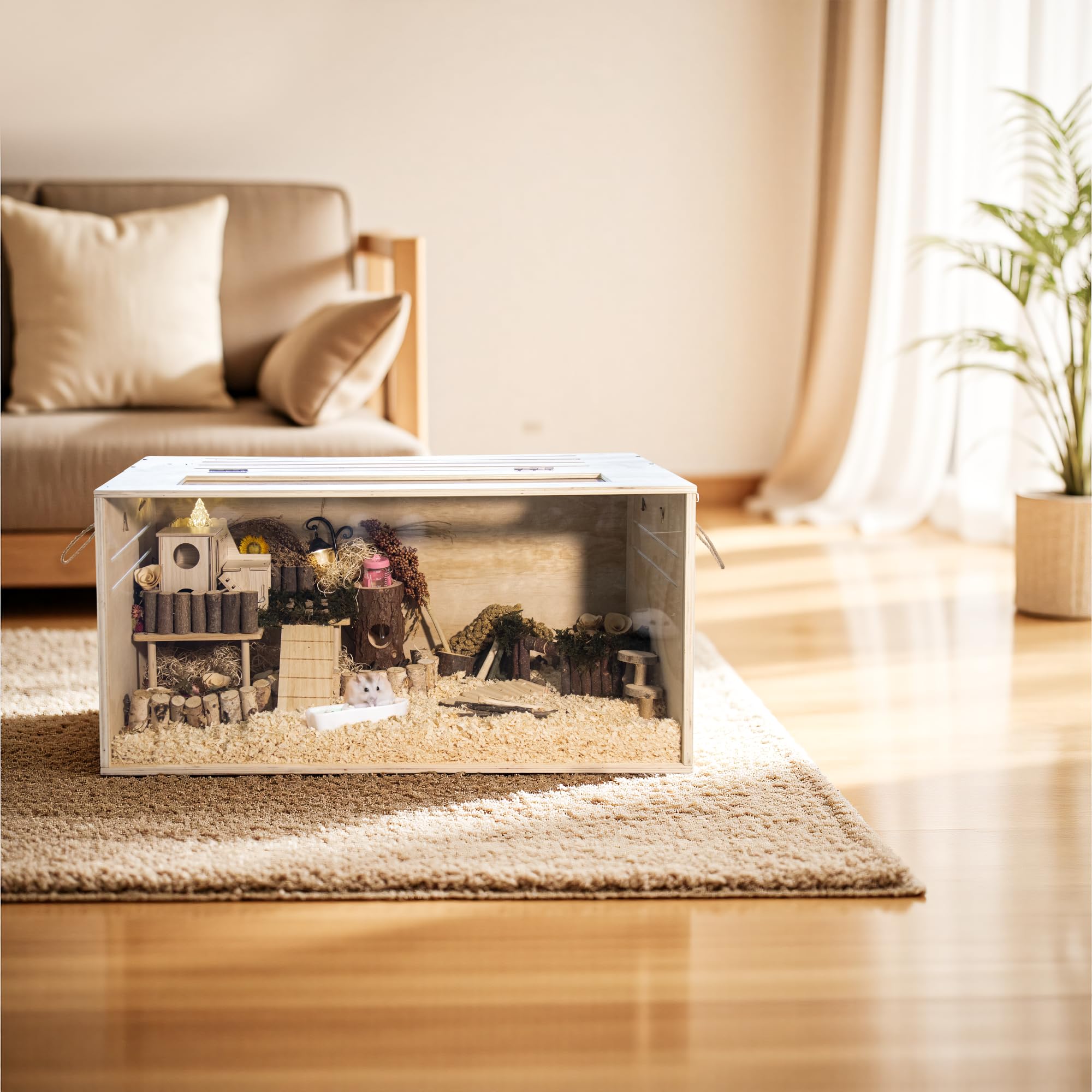 SUNRISELAND cage-hamster-bois-32-pouces, plateforme d’observation ouverte