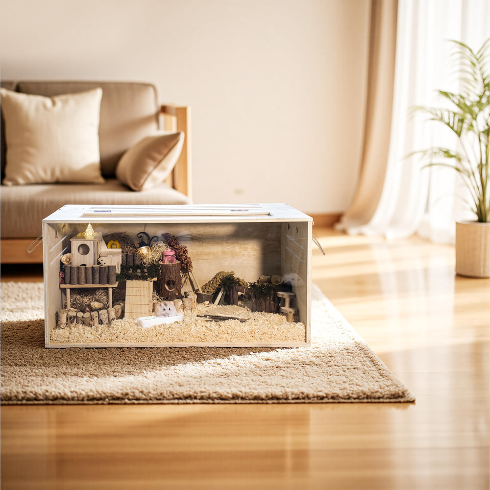 SUNRISELAND cage-hamster-bois-32-pouces, plateforme d’observation ouverte