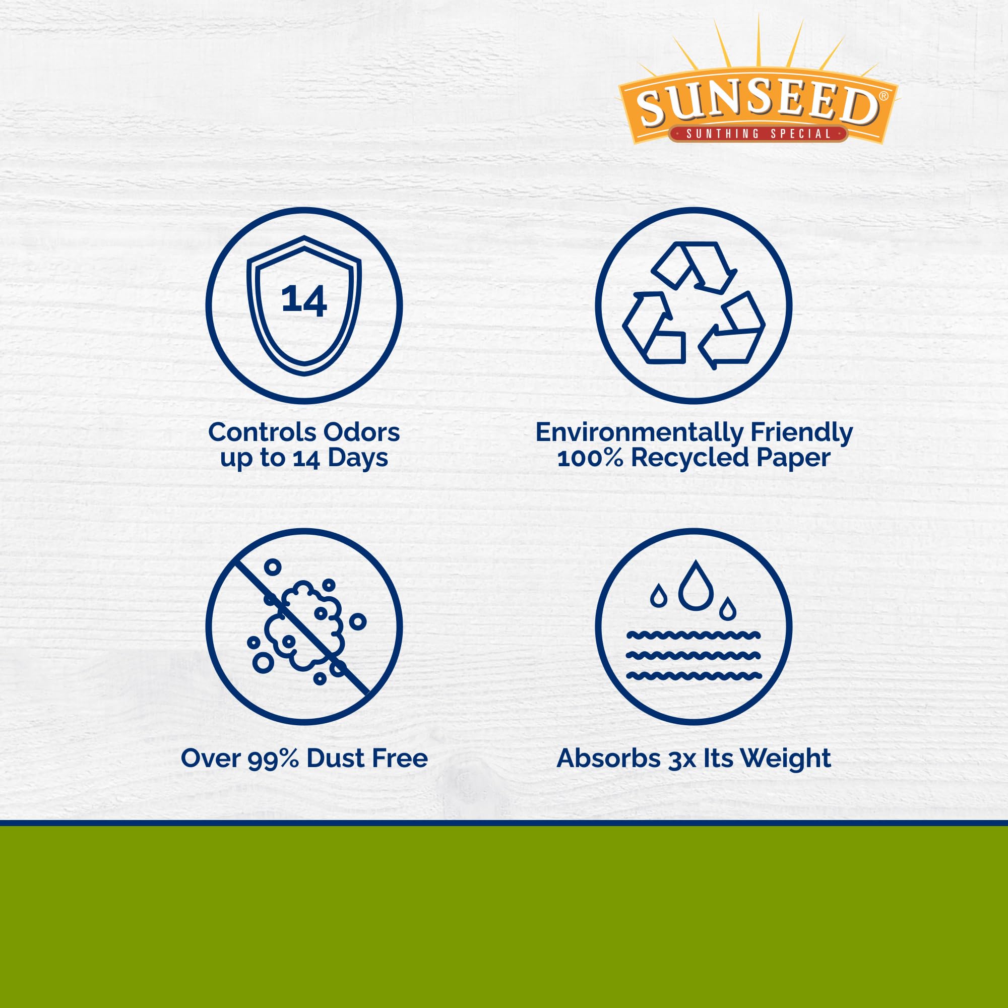 Sunseed Fresh World Bedding Gris : forte absorption pour garder l’enclos sec.