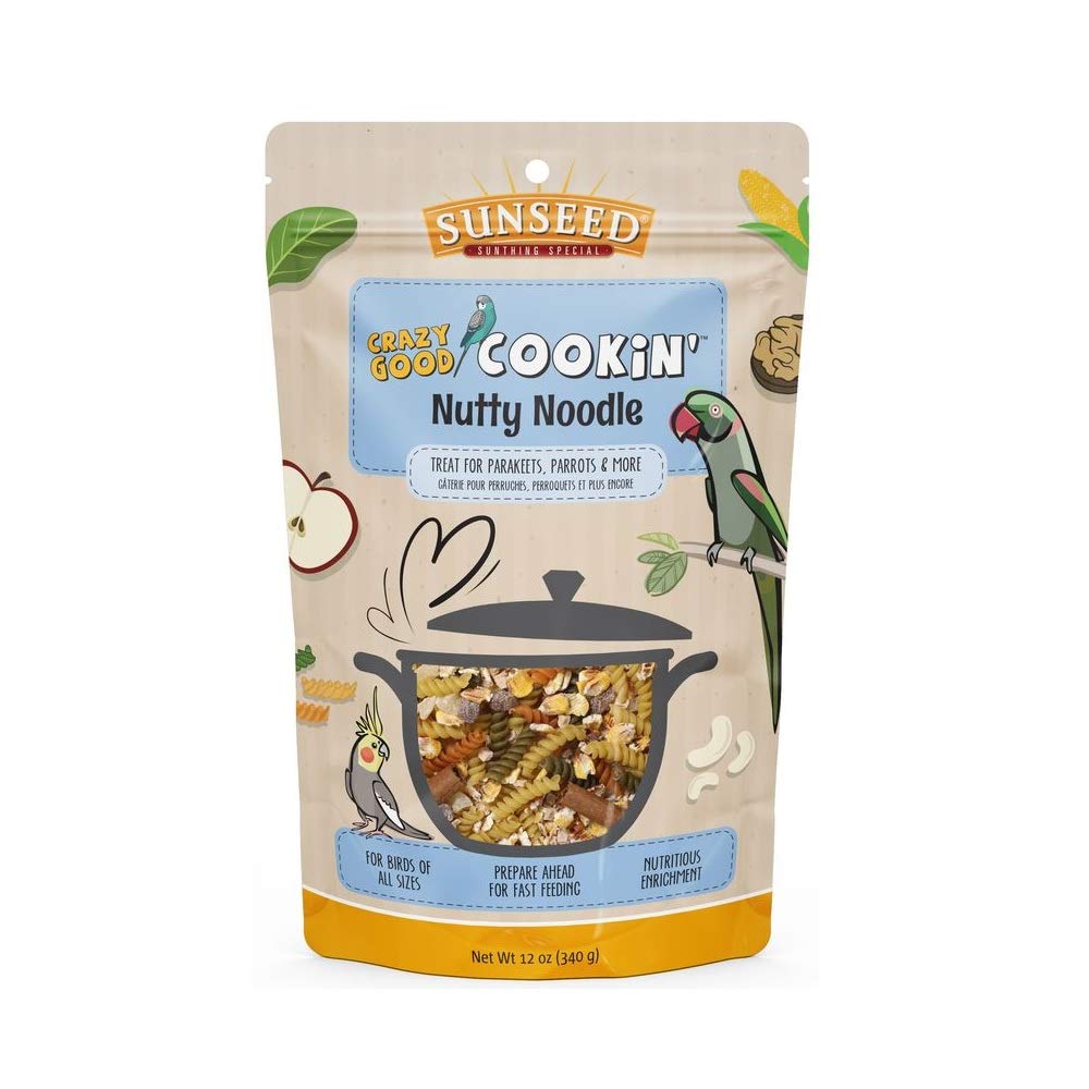 Sunseed Nouille Noisette Ananas Abricots, snack nutritif pour oiseaux et stimulation sensorielle.