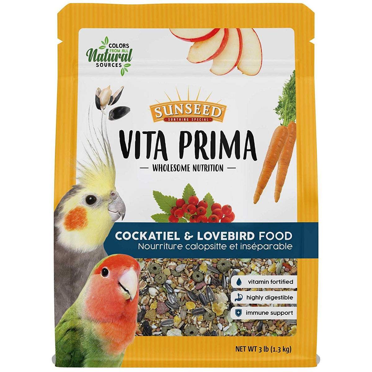 Sunseed Vita Prima – bouffe quotidienne pour cacatoès et inseparables, soutient énergie et curiosité