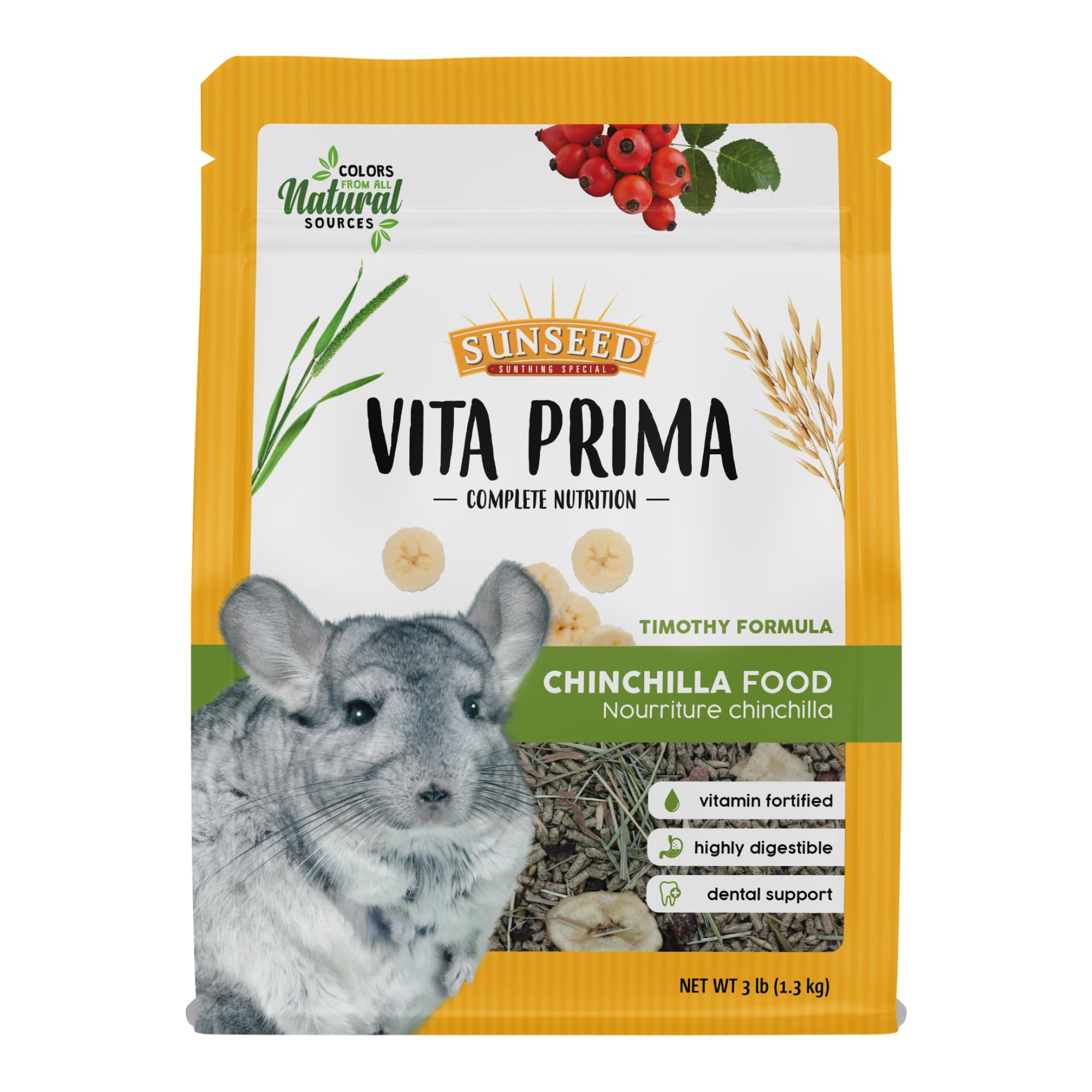 Sunseed Vita Prima chinchilla food sac-ferme, conserve la fraîcheur entre les repas.