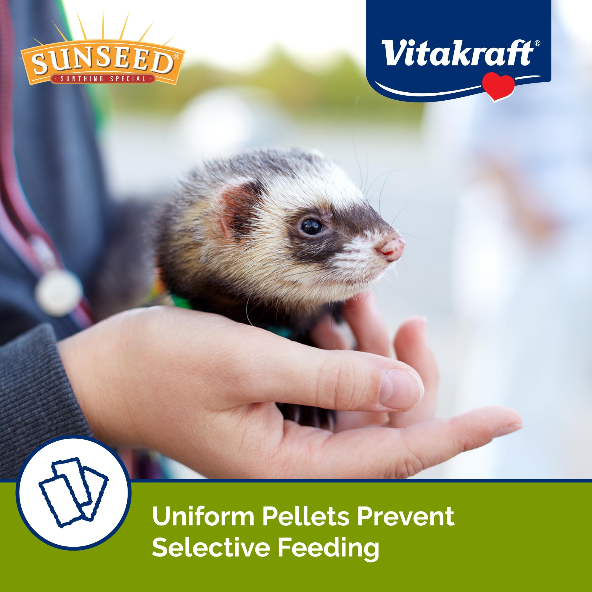 Sunseed Vita Prima Ferret sachet refermable préservant la fraîcheur entre les repas.