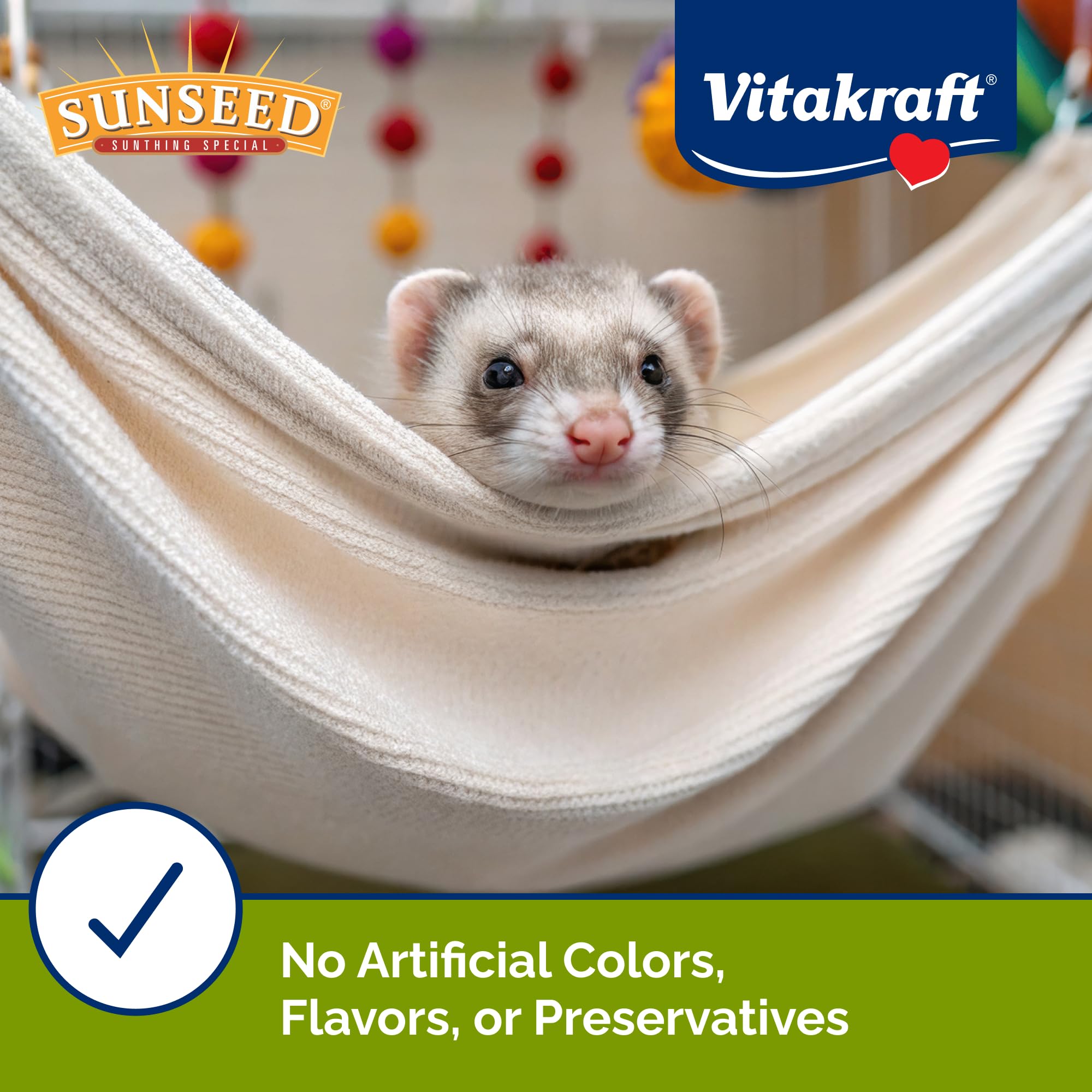 Sunseed Vita Prima Ferret sans colorants ni artificiels pour une alimentation claire.