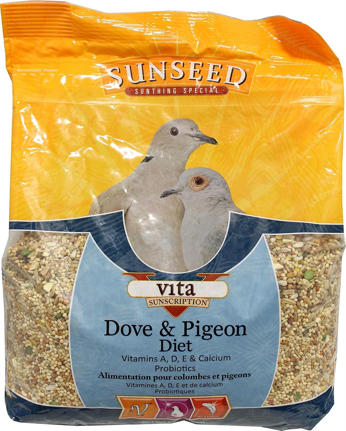 Sachet Sunseed Vita Sunscript Dove Pigeon 5 lb, favorise digestion et plumage sain.