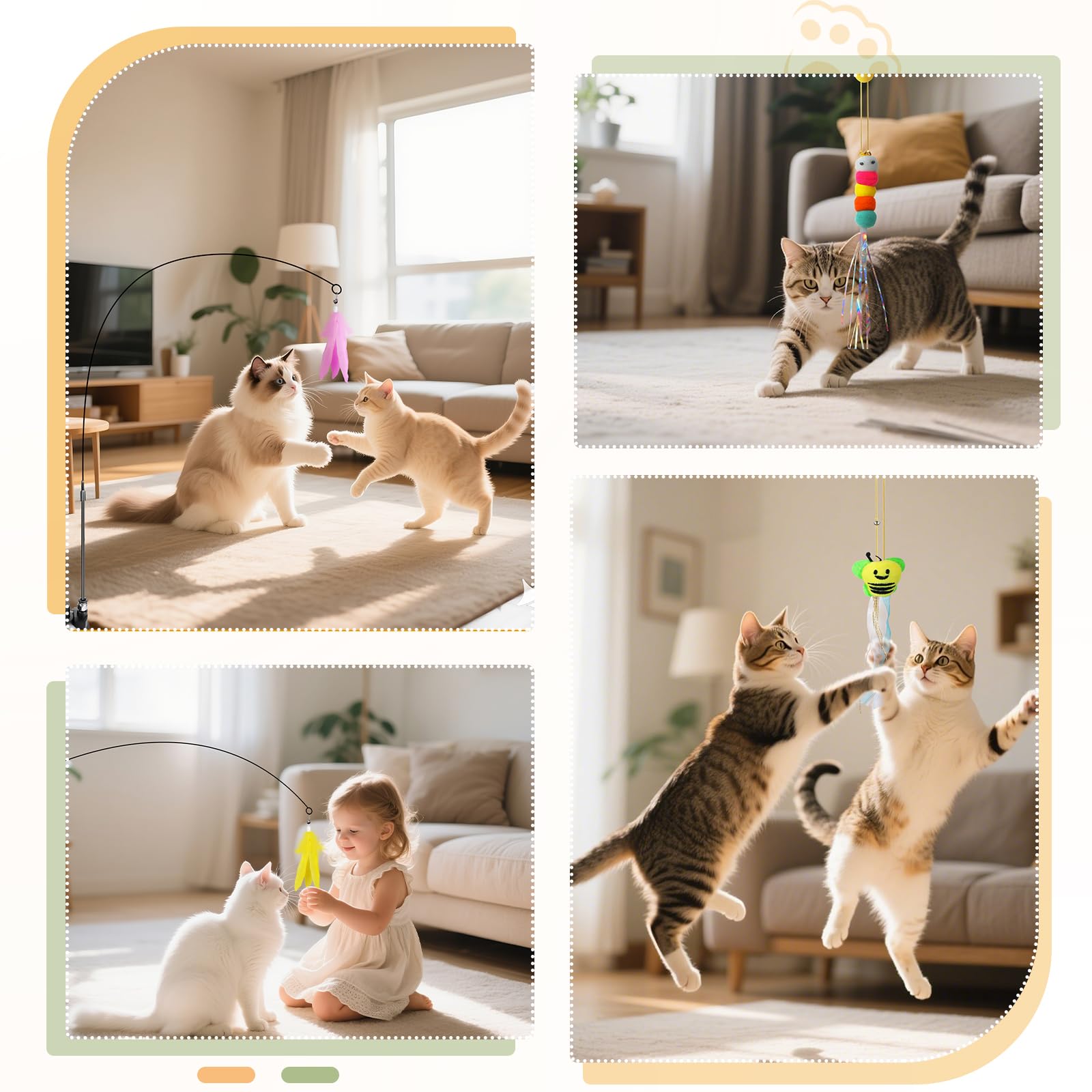 SUNSHINETOP porte chat jouet chenille, stimule l’exploration et la course.