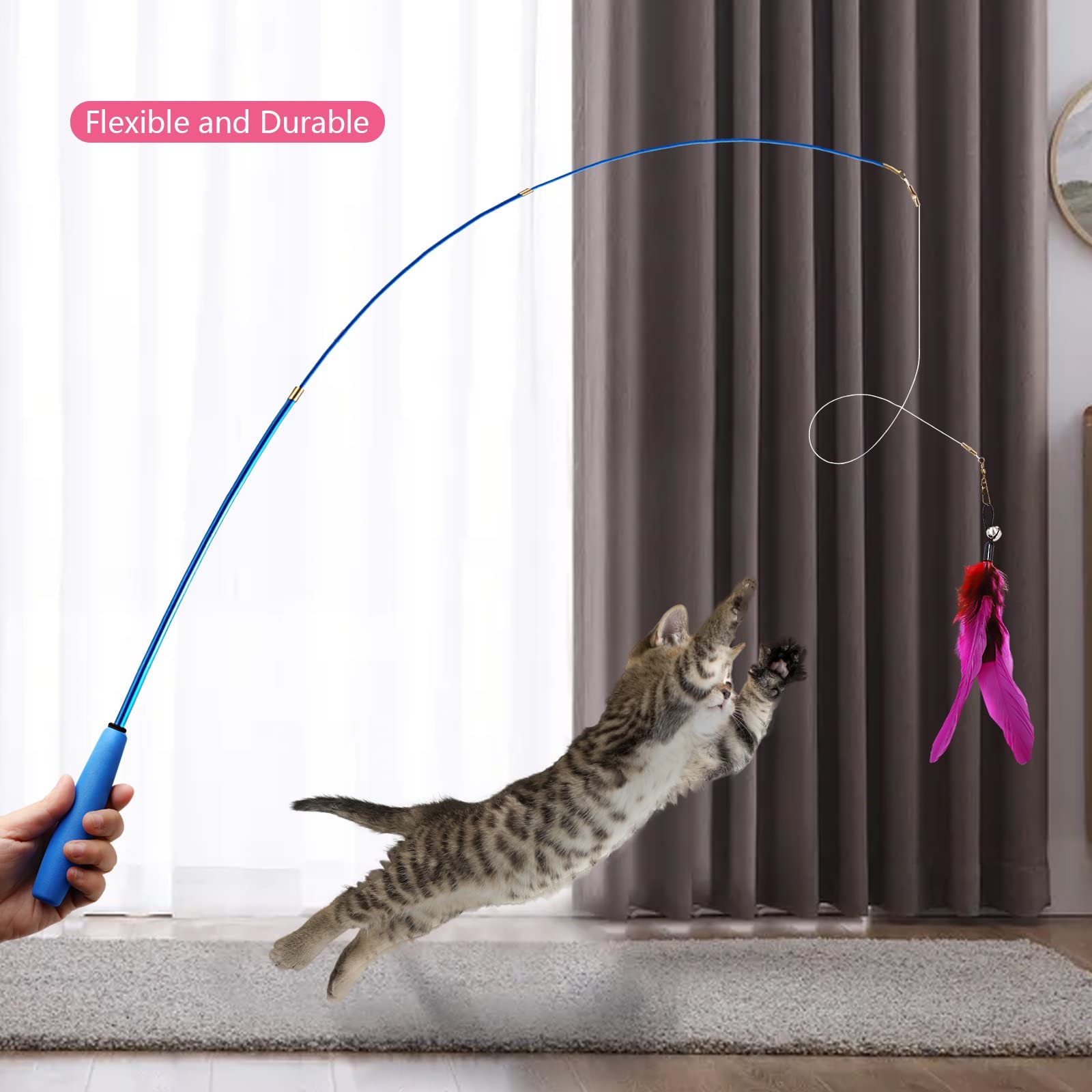 SUNSHINETOP ruban-arc-en-ciel-chat attire l'œil et encourage l'exercice ludique.