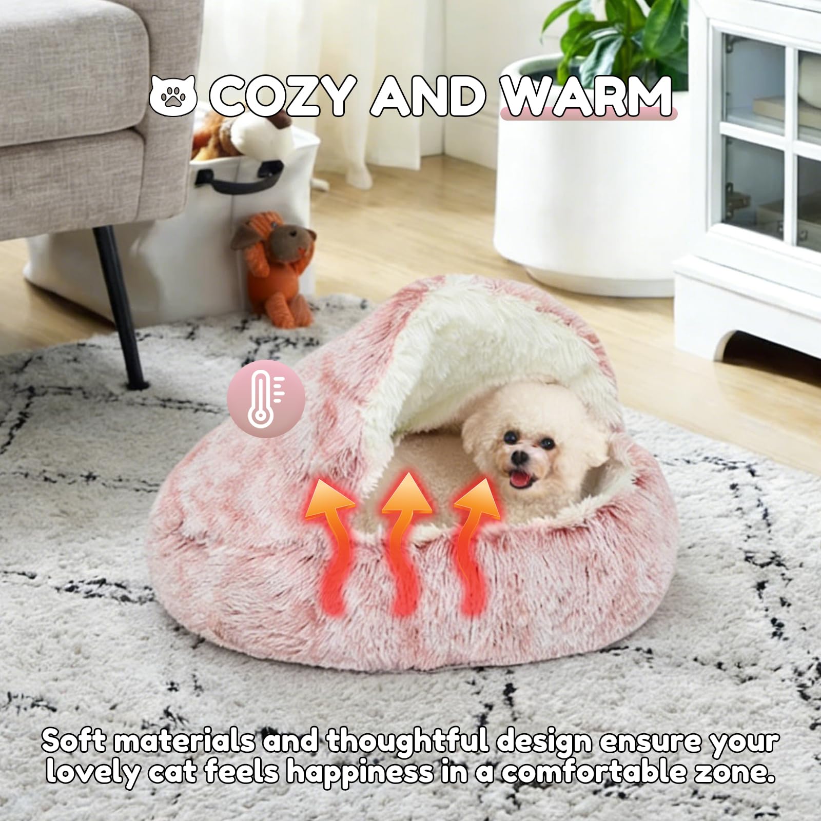 SUOXU espace cosy rose, nid sûr pour chat à la maison.